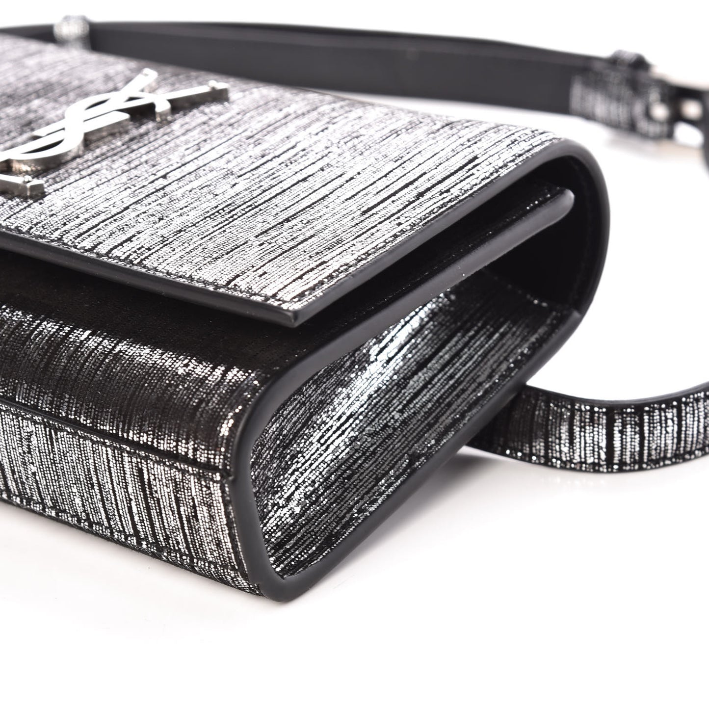 Metallic Lambskin Lame Monogram Kate Belt Bag Black Platine