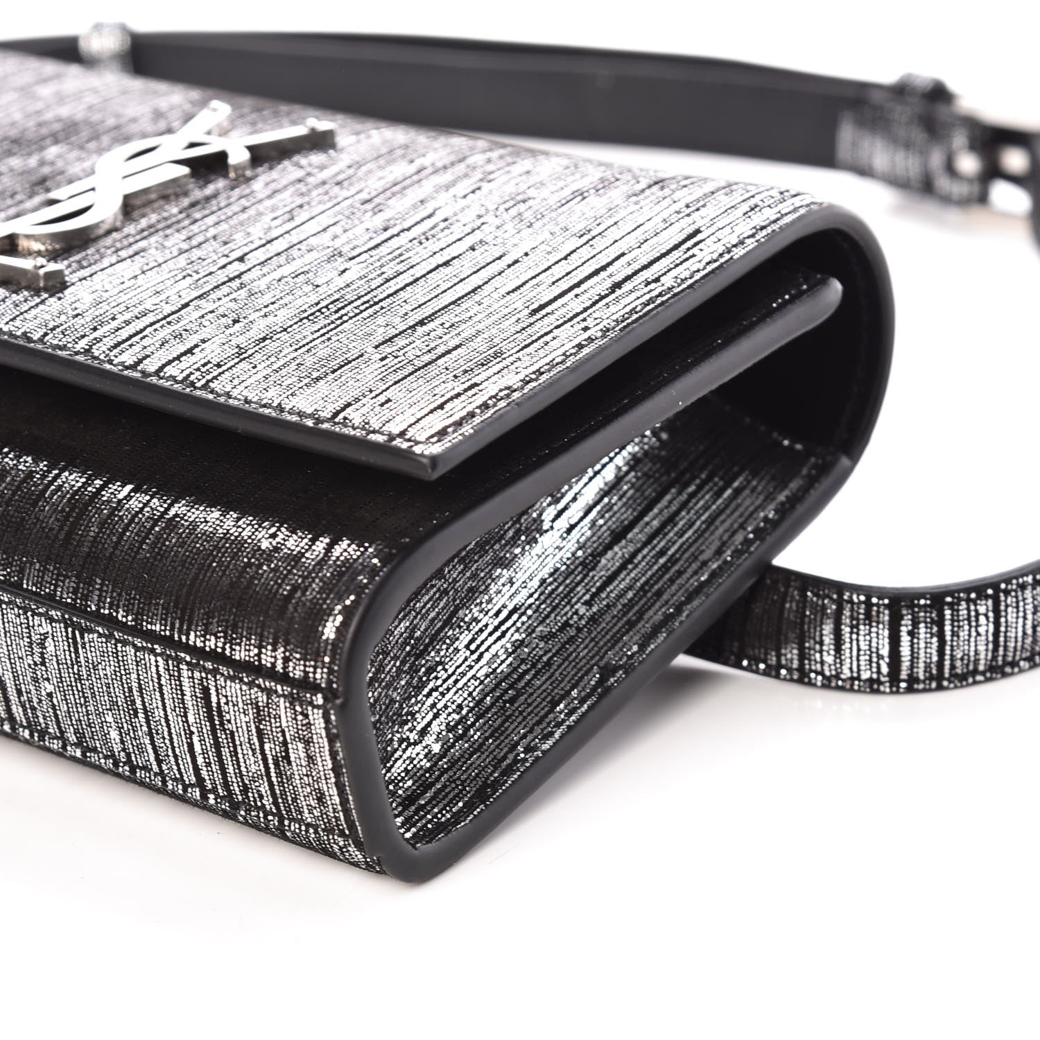 Saint Laurent Metallic Lambskin Lame Monogram Kate Belt Bag Black Platine 7 of 7