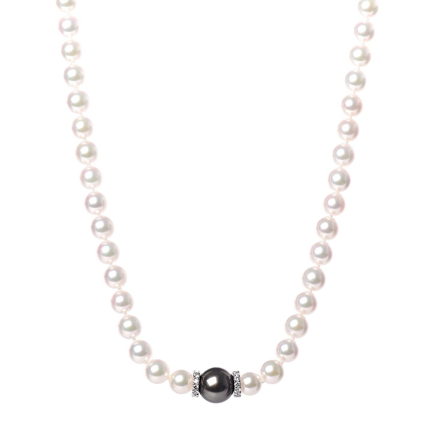 18K White Gold Diamond 7-11mm Akoya Pearl Black South Sea Pearl Fusion Necklace