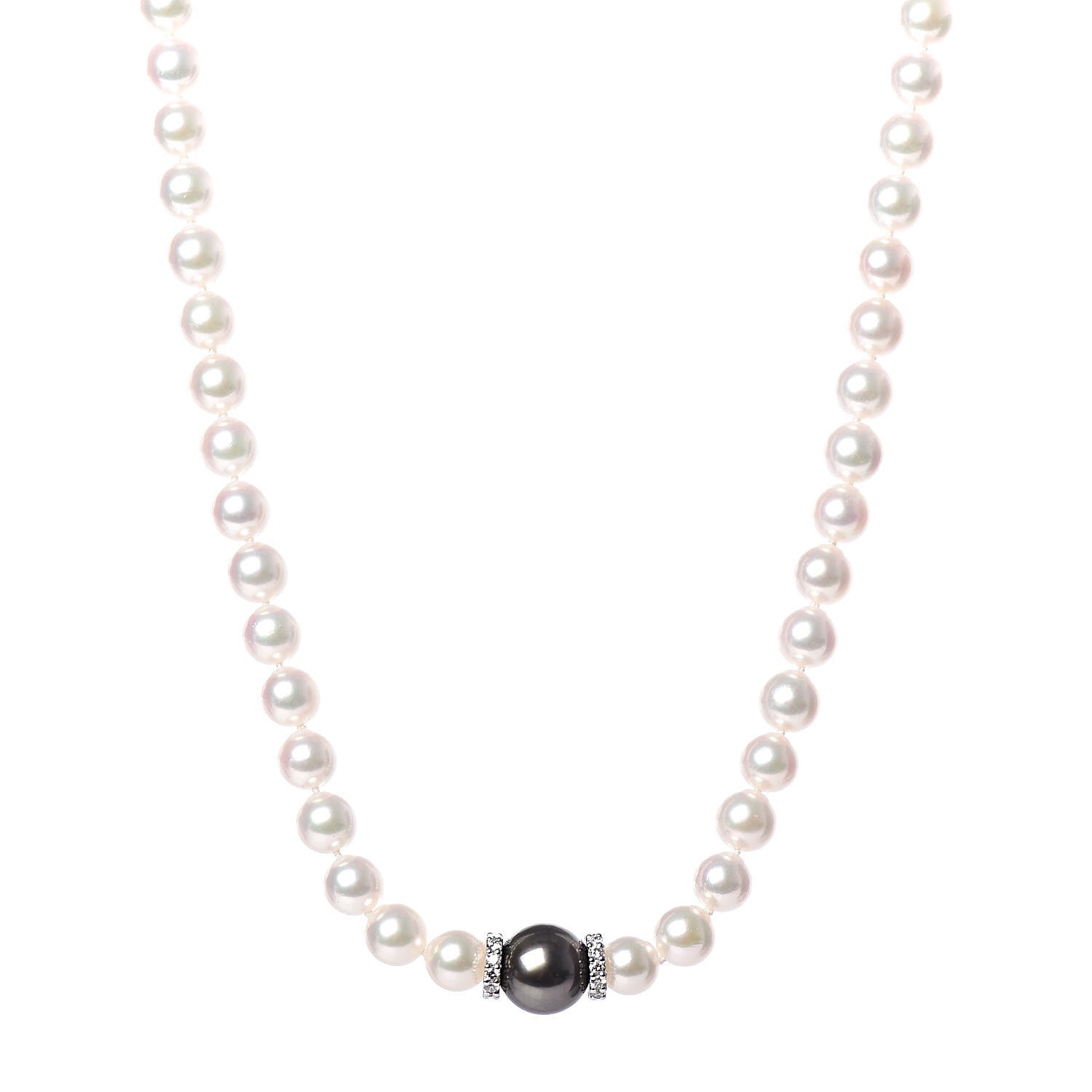 Mikimoto 18K White Gold Diamond 7-11mm Akoya Pearl Black South Sea Pearl Fusion Necklace 1 of 7
