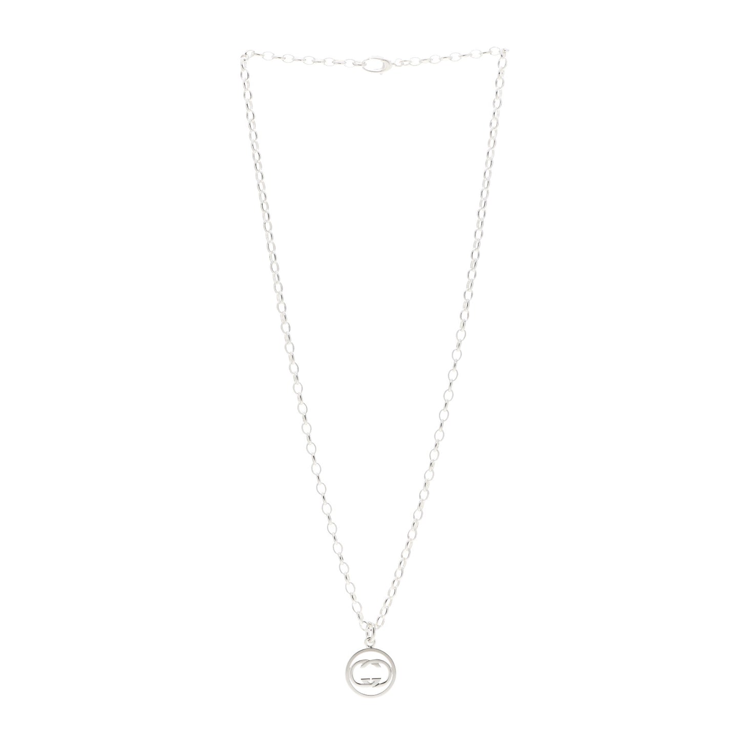 Sterling Silver Interlocking Circle GG Pendant Necklace