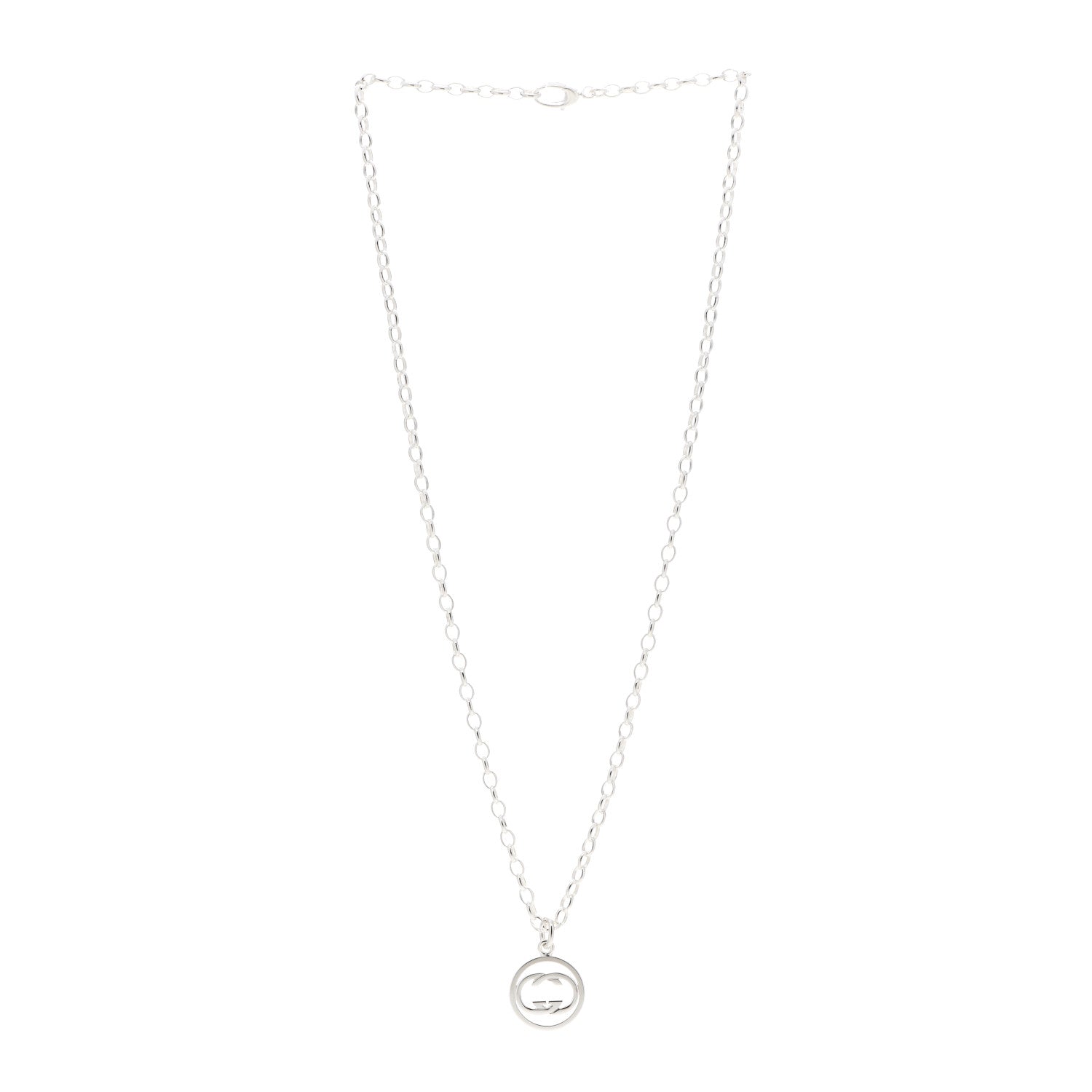 Gucci Sterling Silver Interlocking Circle GG Pendant Necklace 3 of 4