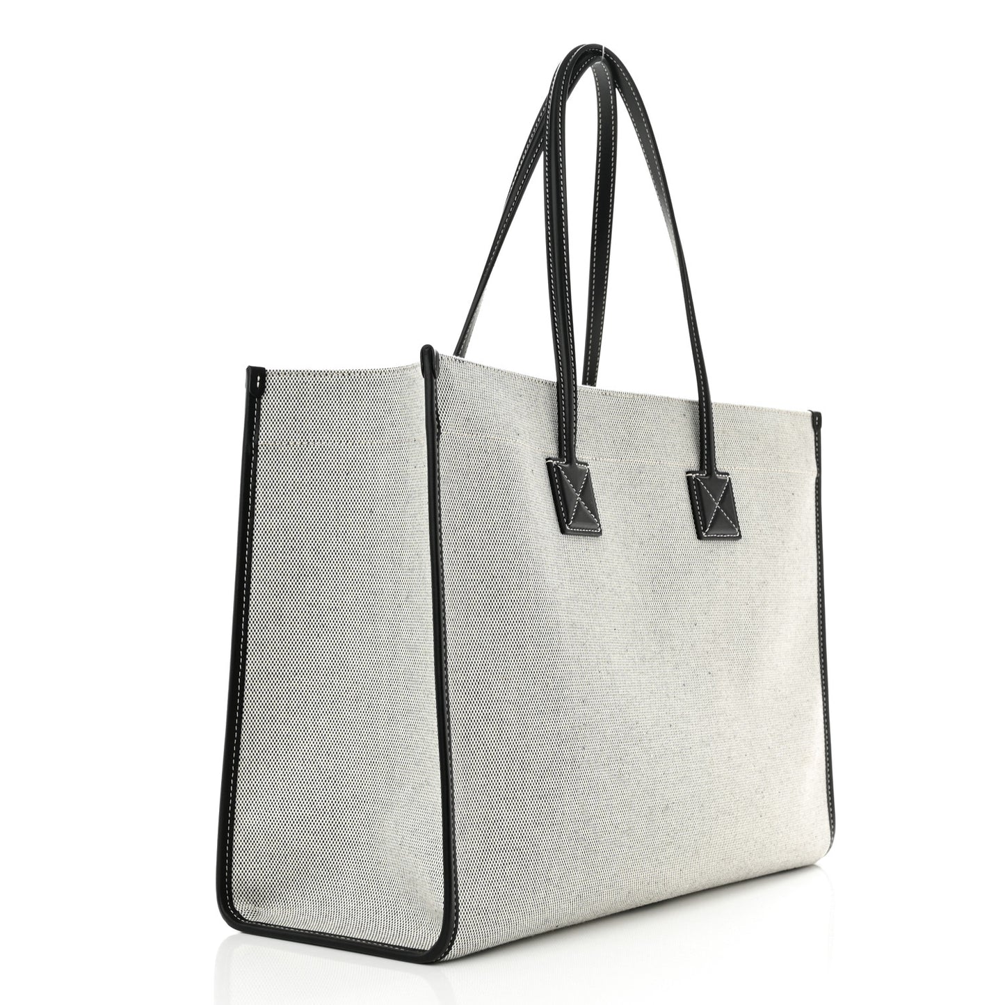 Canvas Smooth Calfskin Medium Two Tone Freya Tote Black