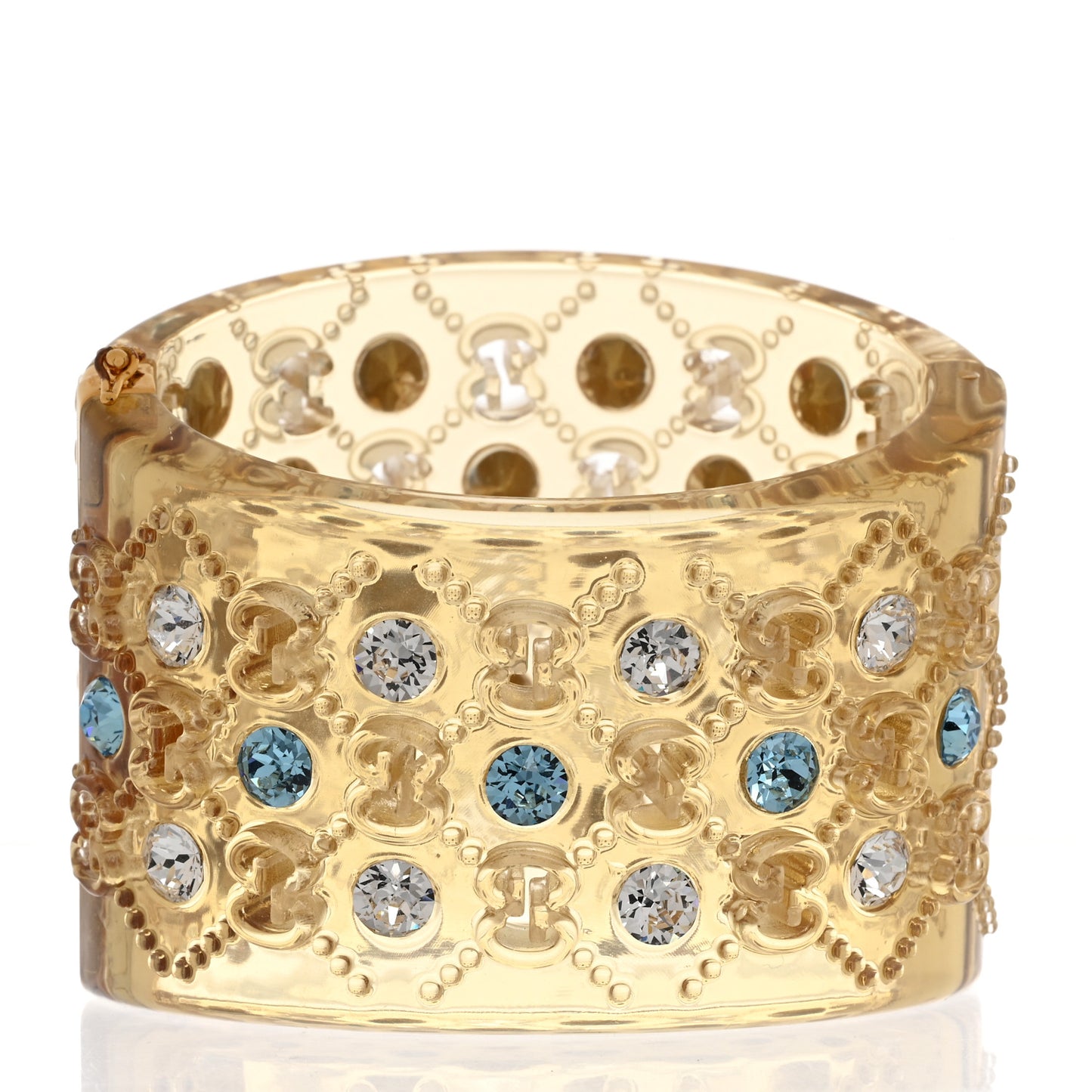 Resin Crystal Vintage Web 35mm Cuff Bracelet M Ivory