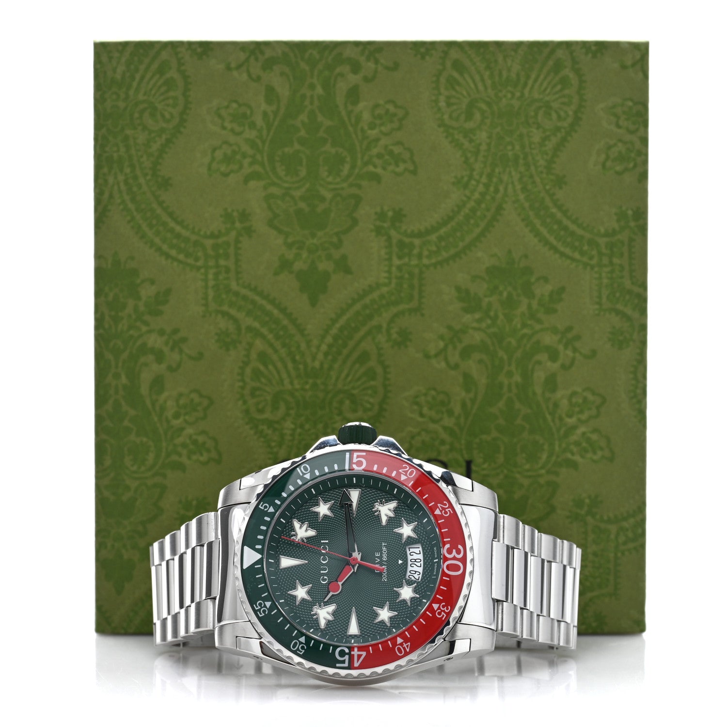 Gucci Stainless Steel 45mm Dive Quartz Watch Green 5 of 5