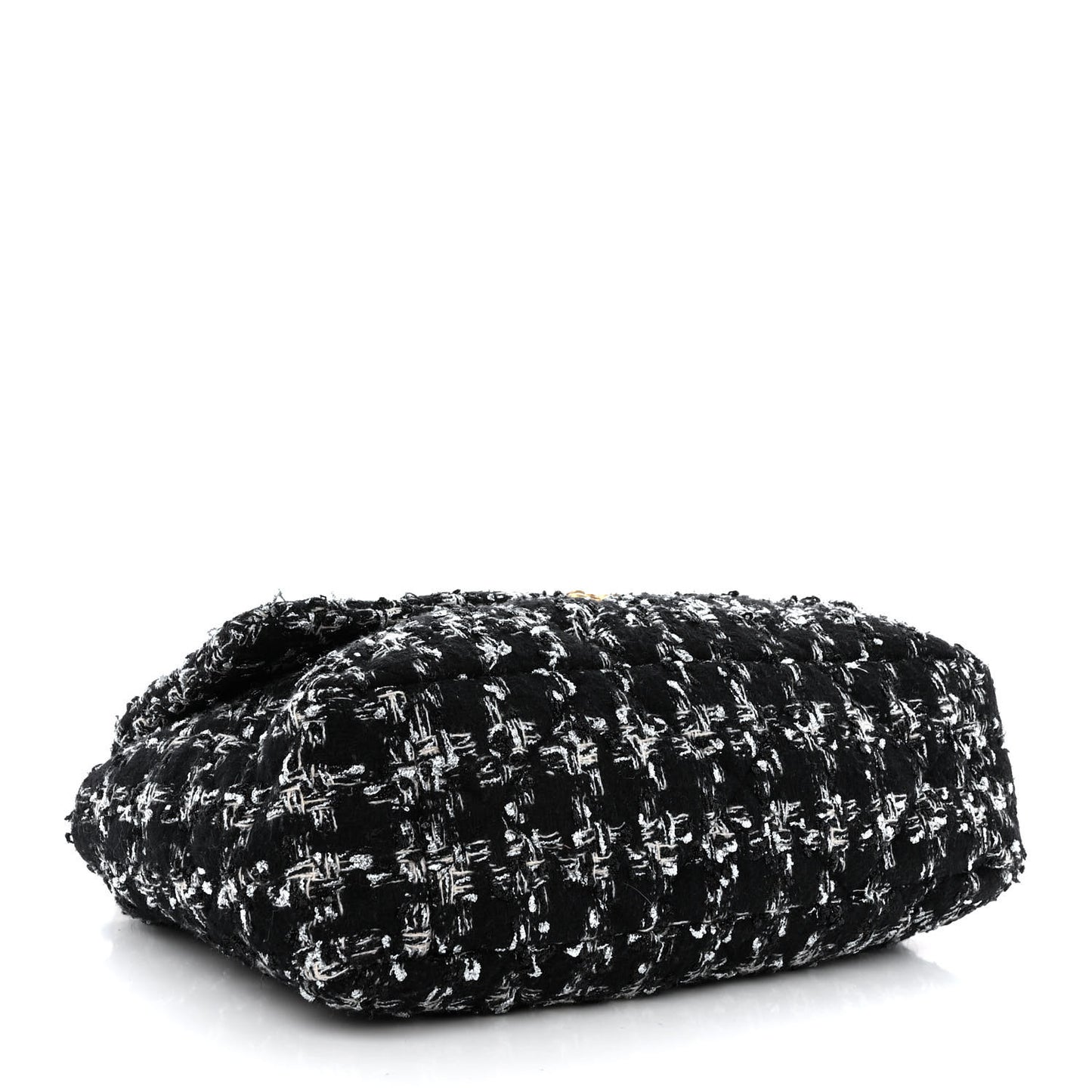 Tweed Quilted Maxi Chanel 19 Flap Black Silver Ecru