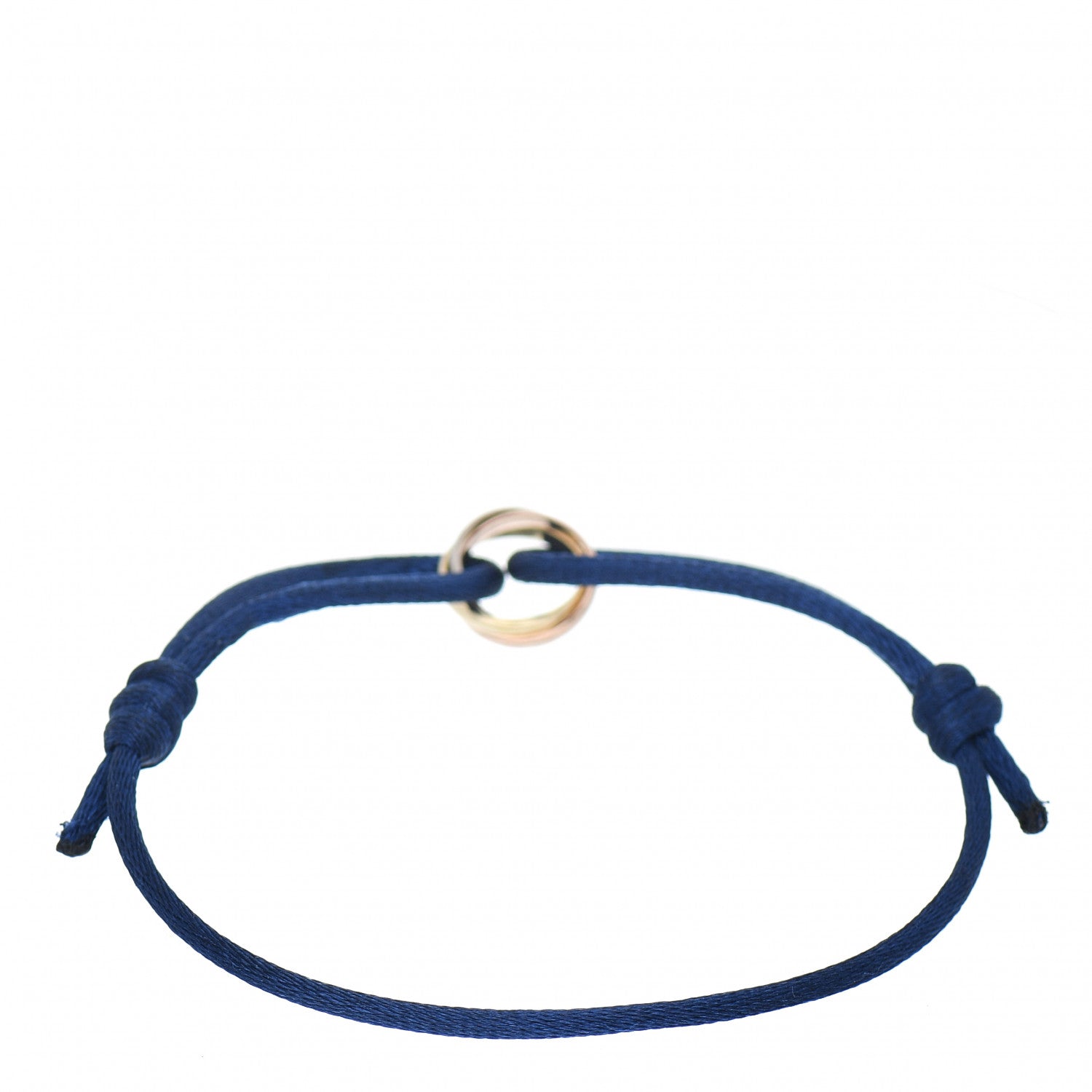 Cartier 18K Pink Yellow White Gold Trinity Adjustable Cord Bracelet Blue 2 of 3