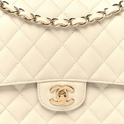 Chanel Caviar Quilted Medium Double Flap White 8 of 12