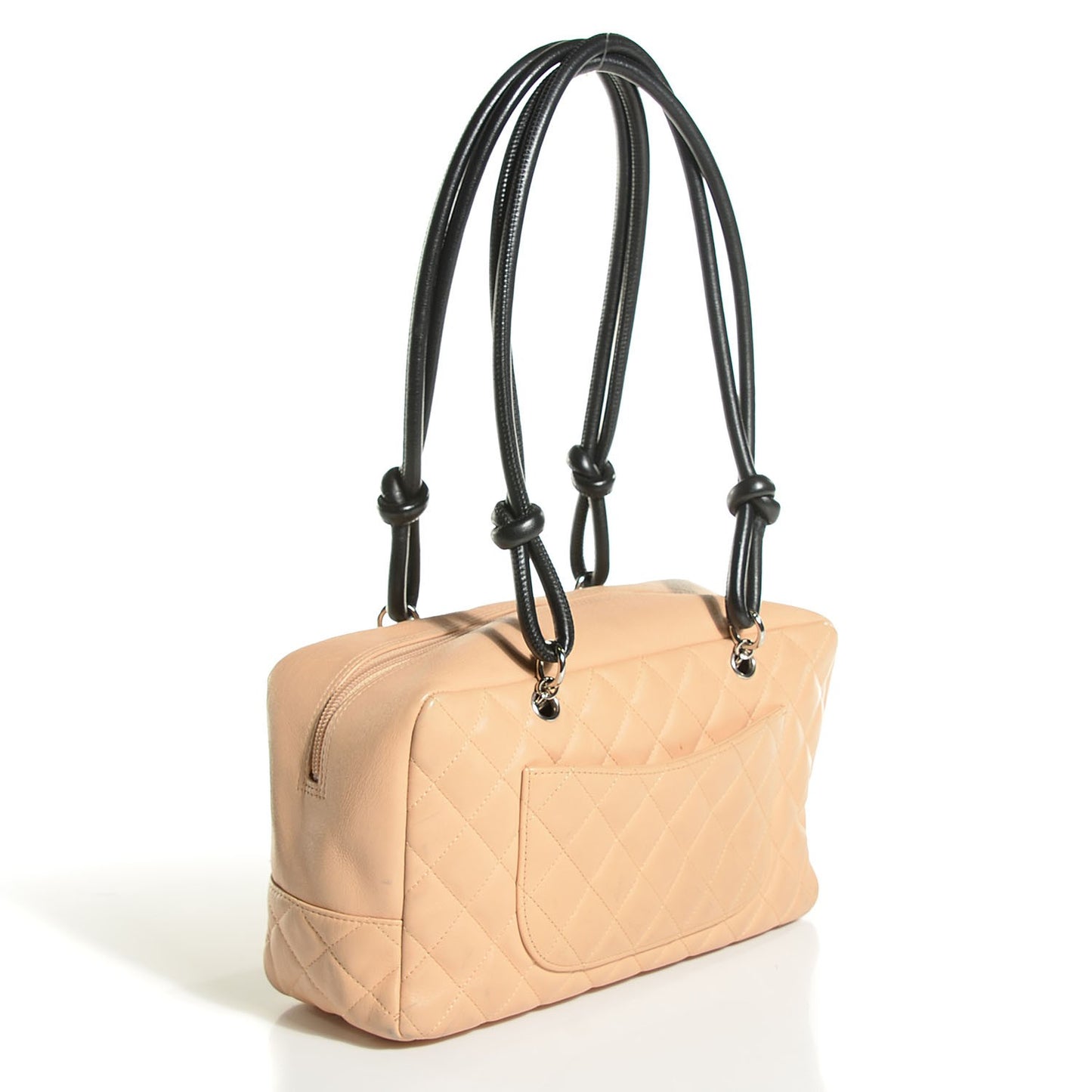 Calfskin Quilted Large Cambon Bowler Beige Black