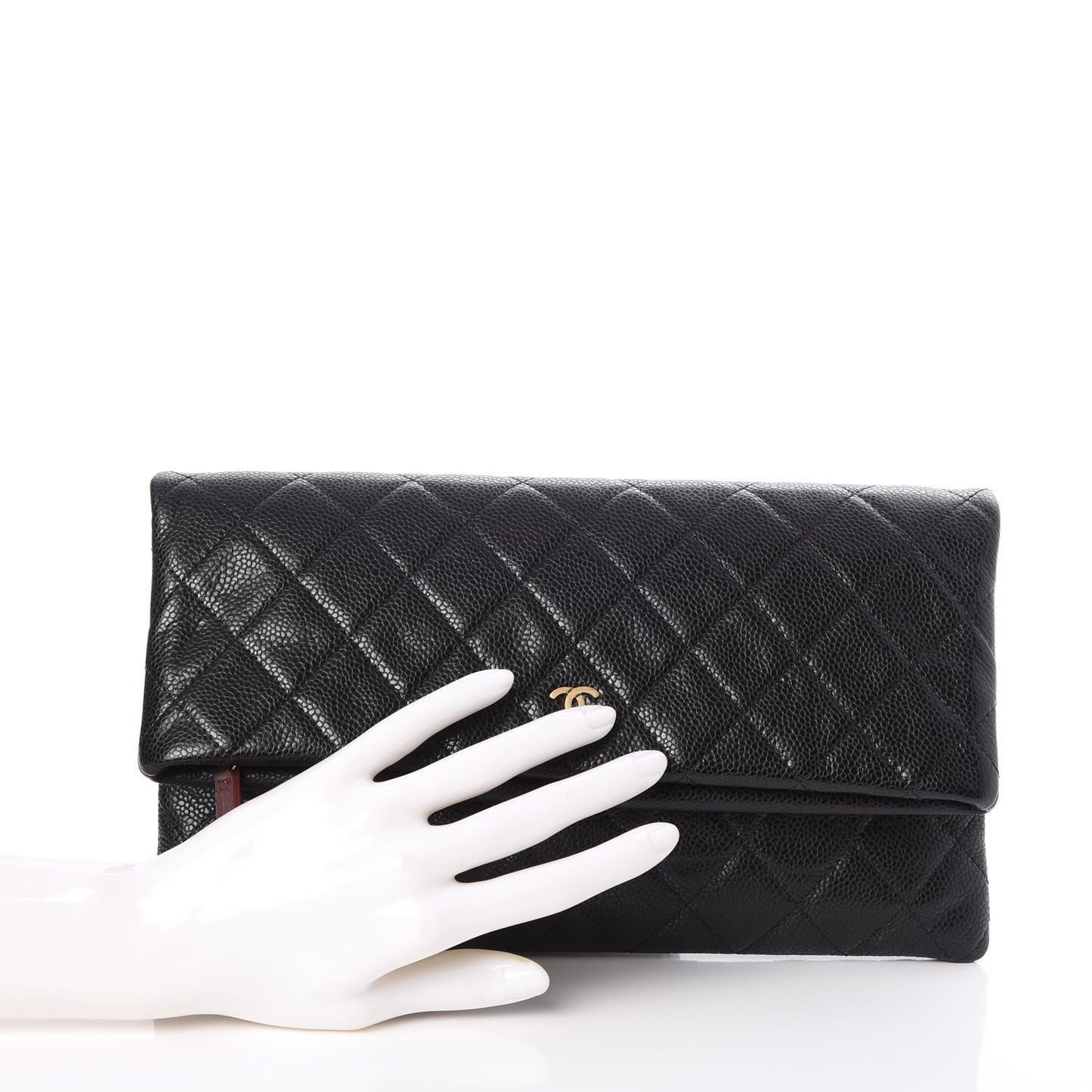 Caviar Quilted CC Beauty Clutch Black