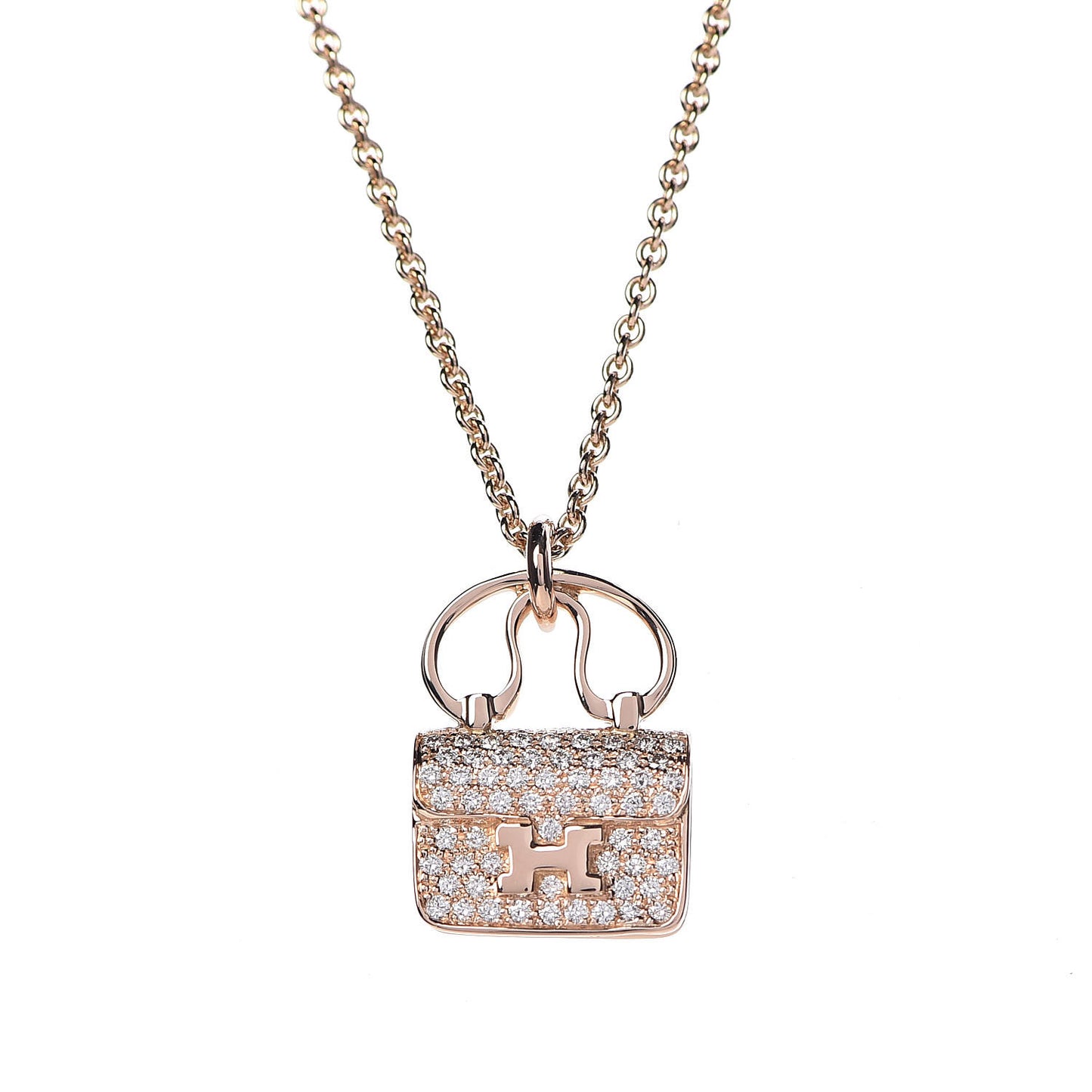 18K Rose Gold Diamond Constance Amulette Pendant Necklace