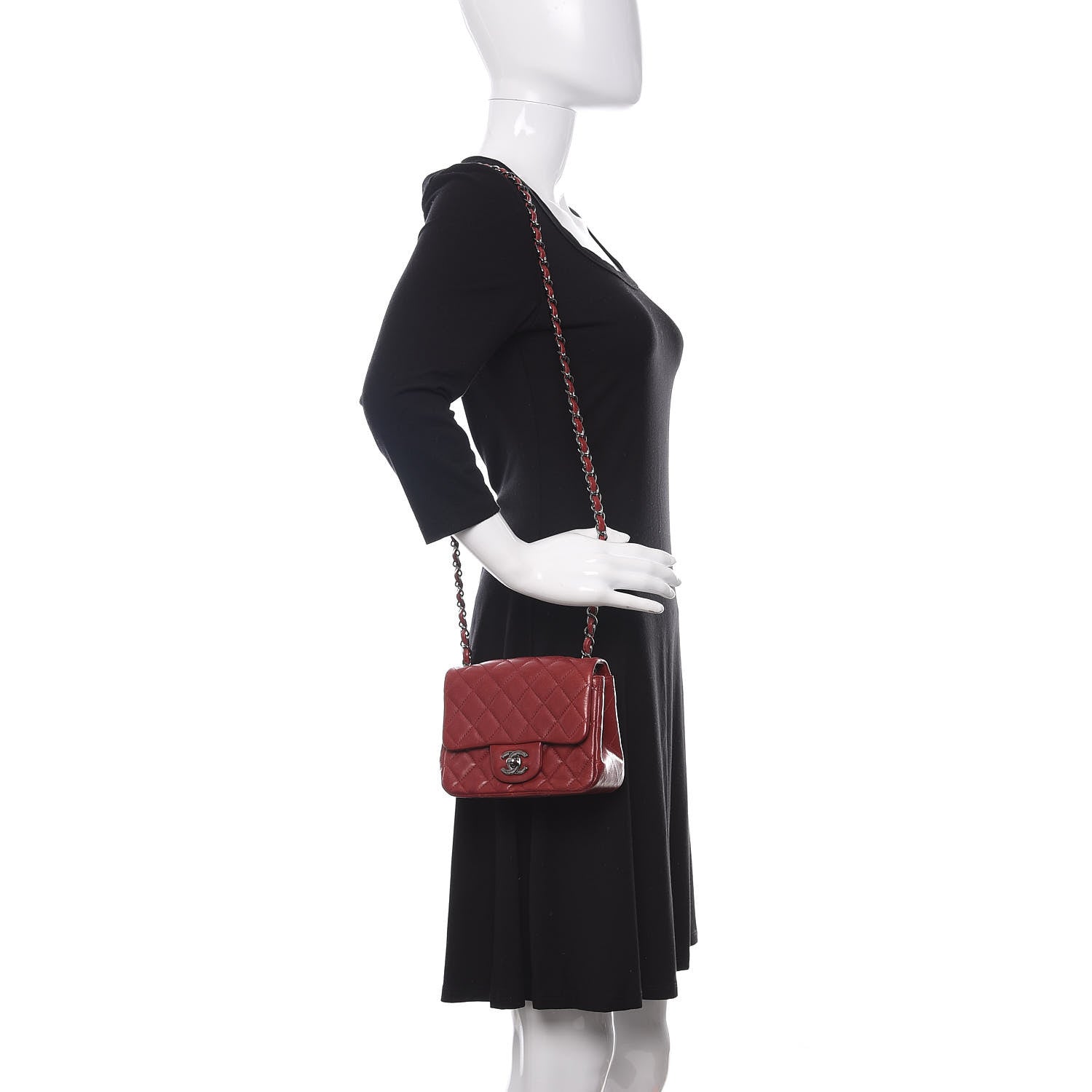 Chanel Lambskin Quilted Mini Square Flap Burgundy 2 of 13