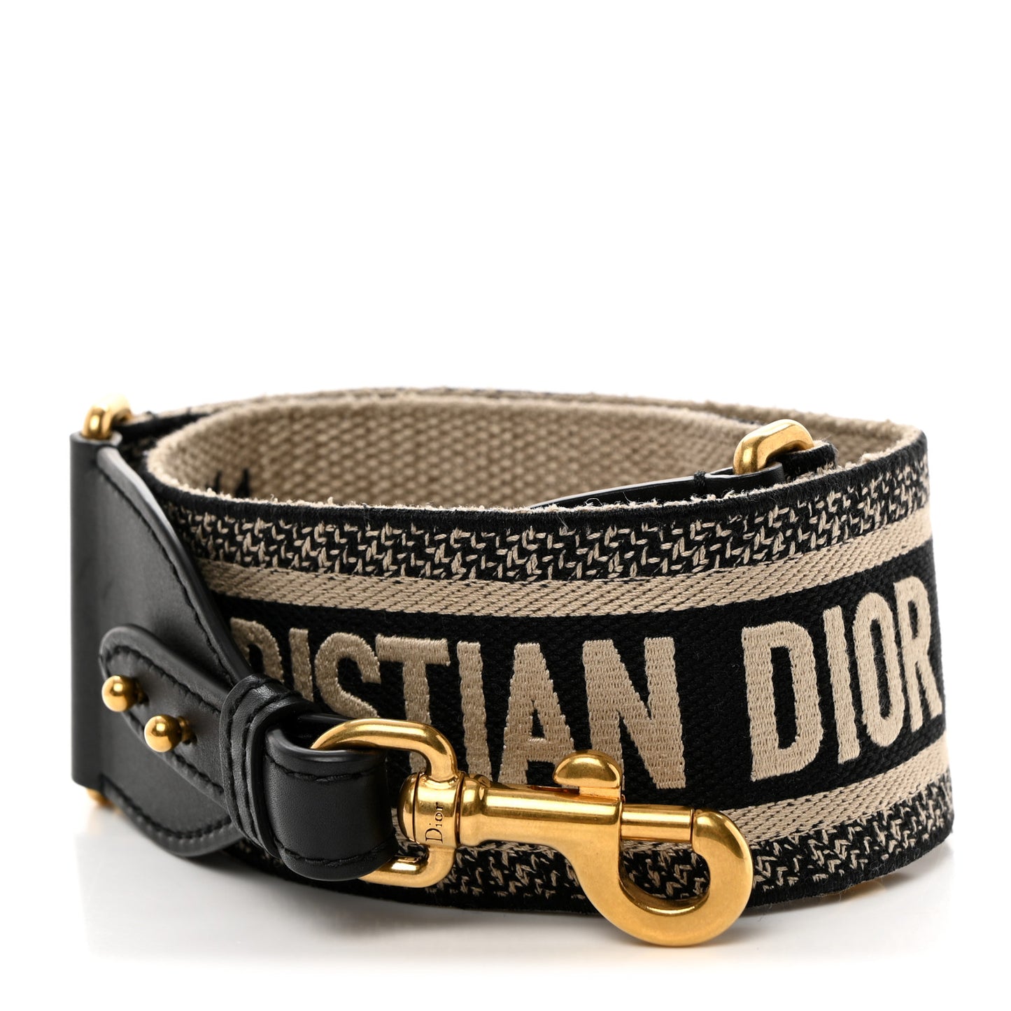 CHRISTIAN DIOR Canvas Embroidered Shoulder Strap Black