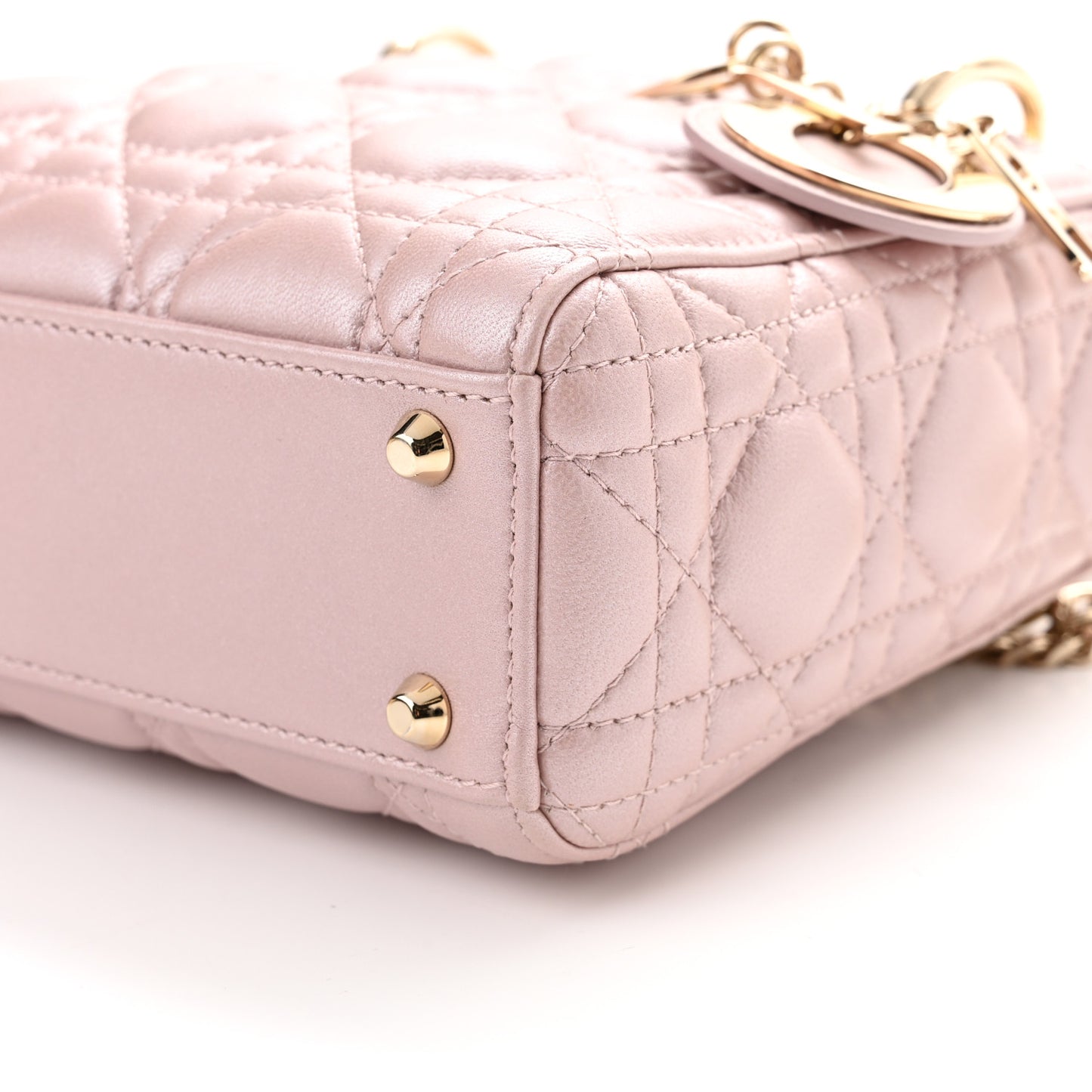 Metallic Lambskin Cannage Mini Lady Dior Lotus