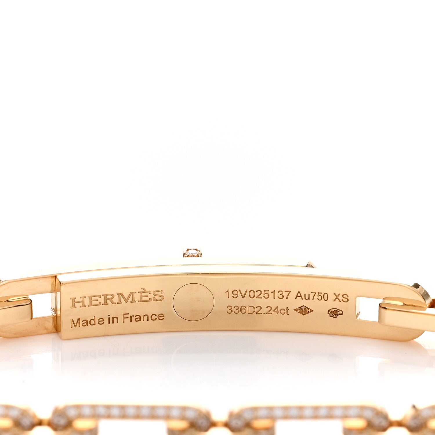 Hermes 18K Yellow Gold Diamond Full Pave PM Kelly Chaine Bracelet XS 3 of 4