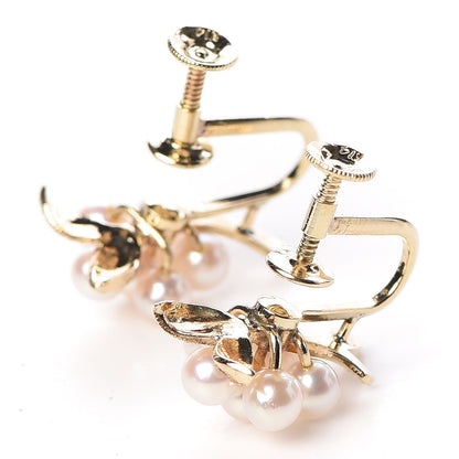 Mikimoto 14K Yellow Gold Akoya Pearl Flower Screw Back Earrings 4 of 4