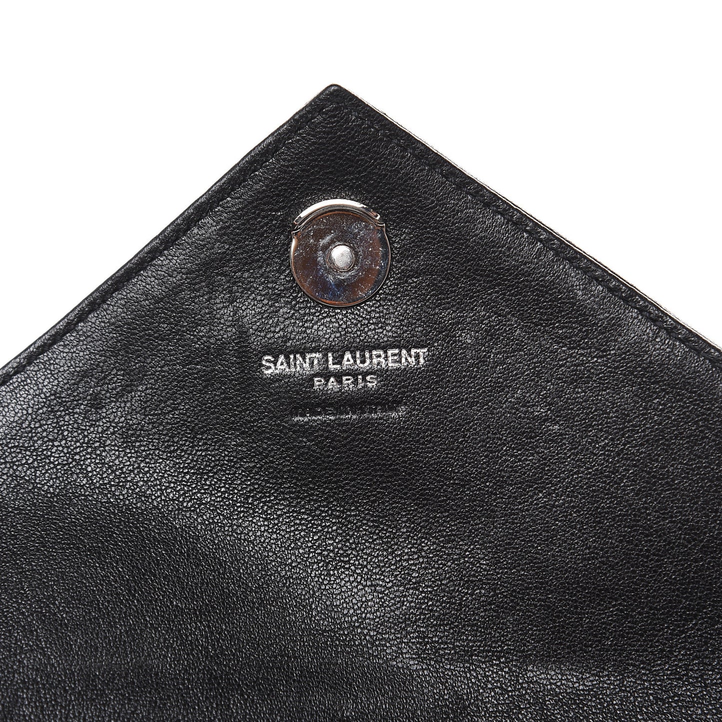Sheepskin Matelasse Chevron Monogram College Chain Wallet Black