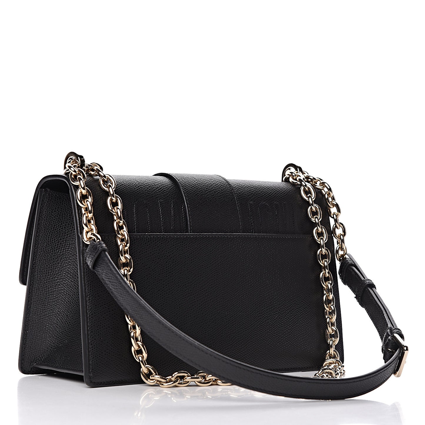 Grained Calfskin Embossed 30 Montaigne Chain Flap Bag Black