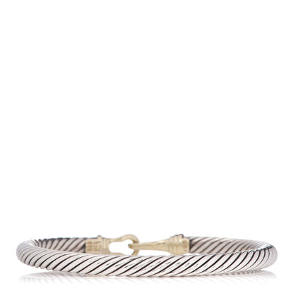 David Yurman Sterling Silver 14K Yellow Gold 5mm Cable Classic Buckle Bracelet 3 of 5