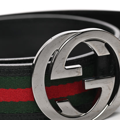 Gucci Calfskin Web Interlocking G Belt 85 34 Black 6 of 6