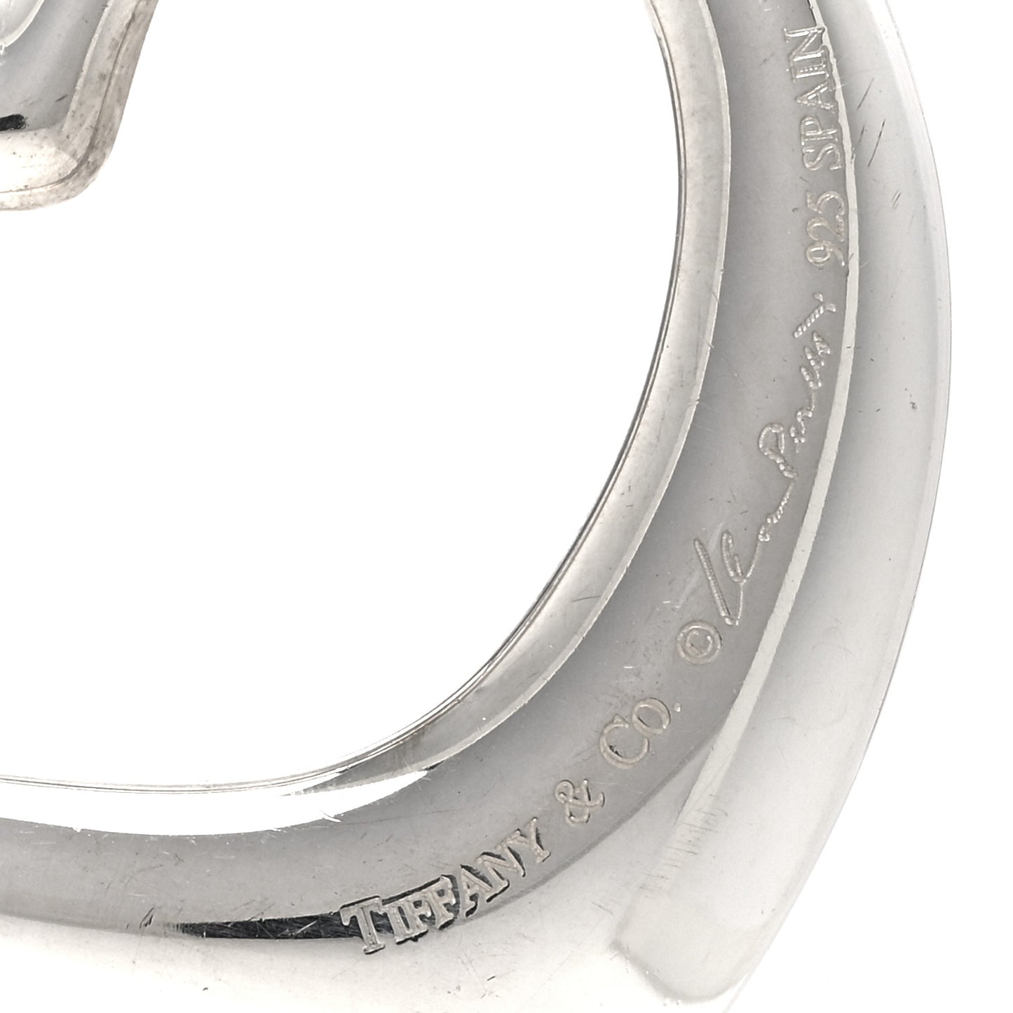 Sterling Silver 36mm Elsa Peretti Open Heart Pendant Cord Necklace