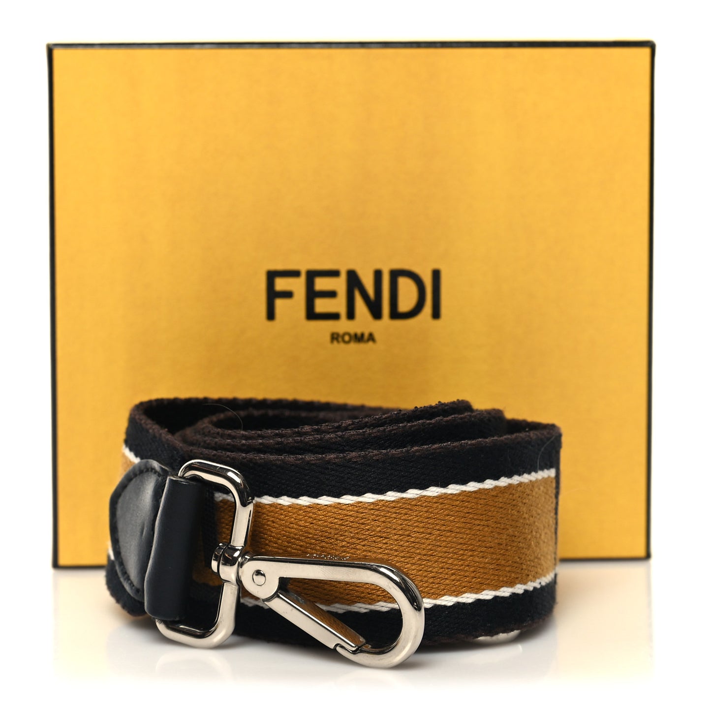 Ribbon Vitello Century FF Striped Strap You Black Tobacco