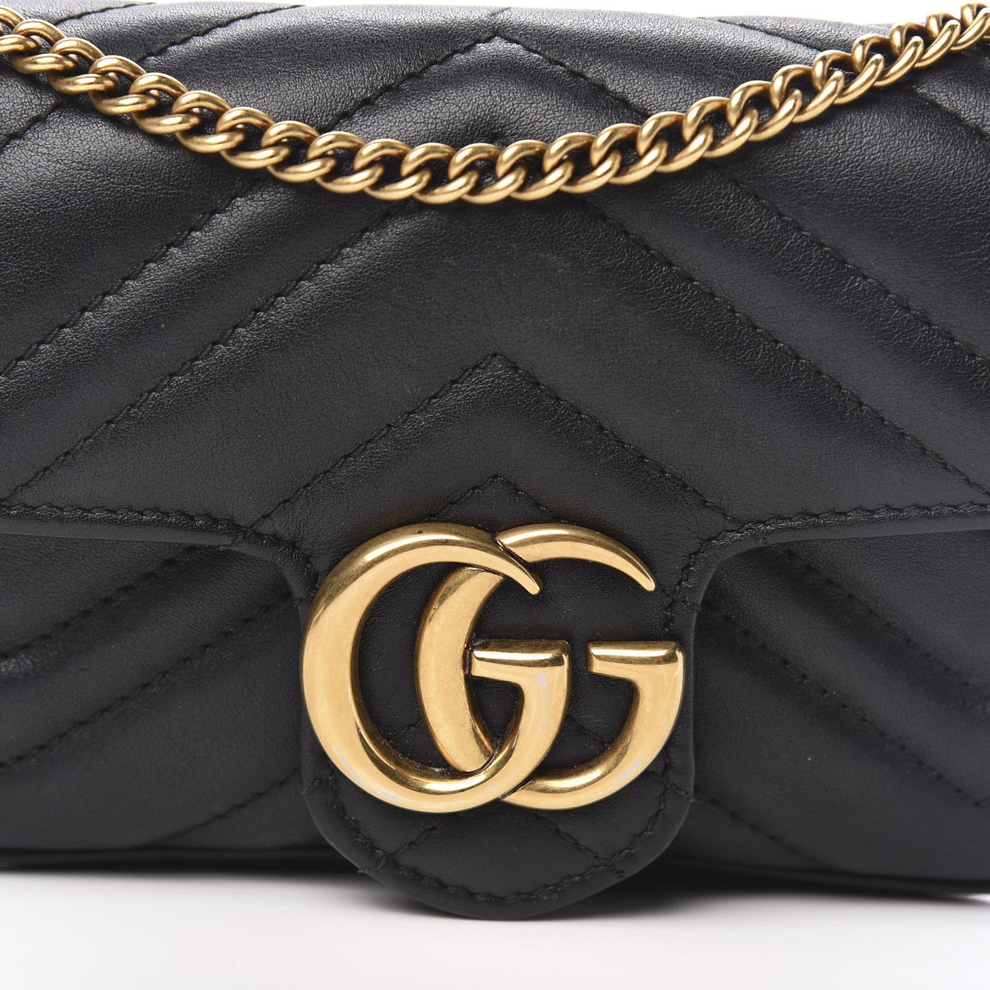 Calfskin Matelasse Super Mini GG Marmont Shoulder Bag Black