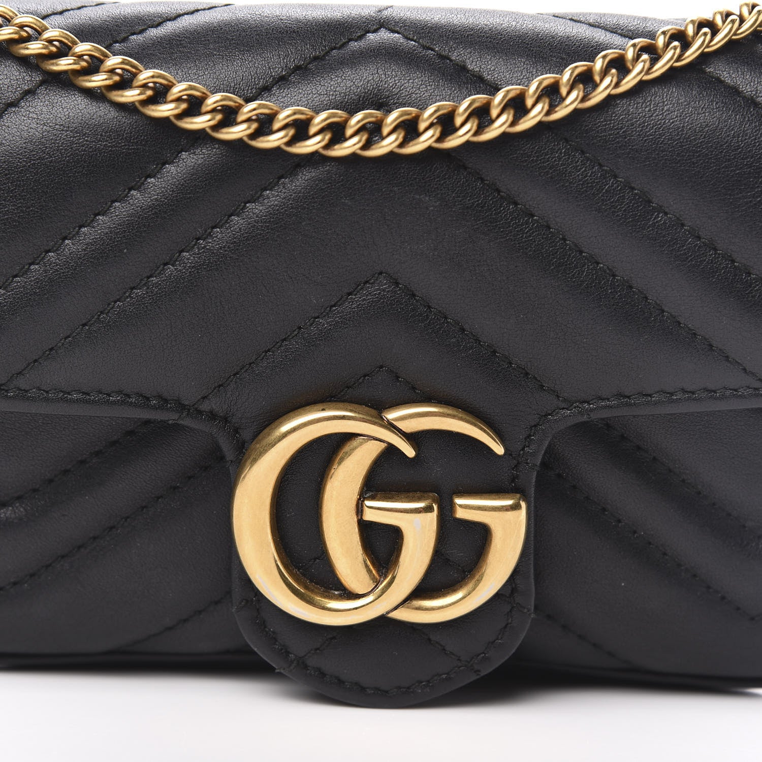 Gucci Calfskin Matelasse Super Mini GG Marmont Shoulder Bag Black 11 of 12