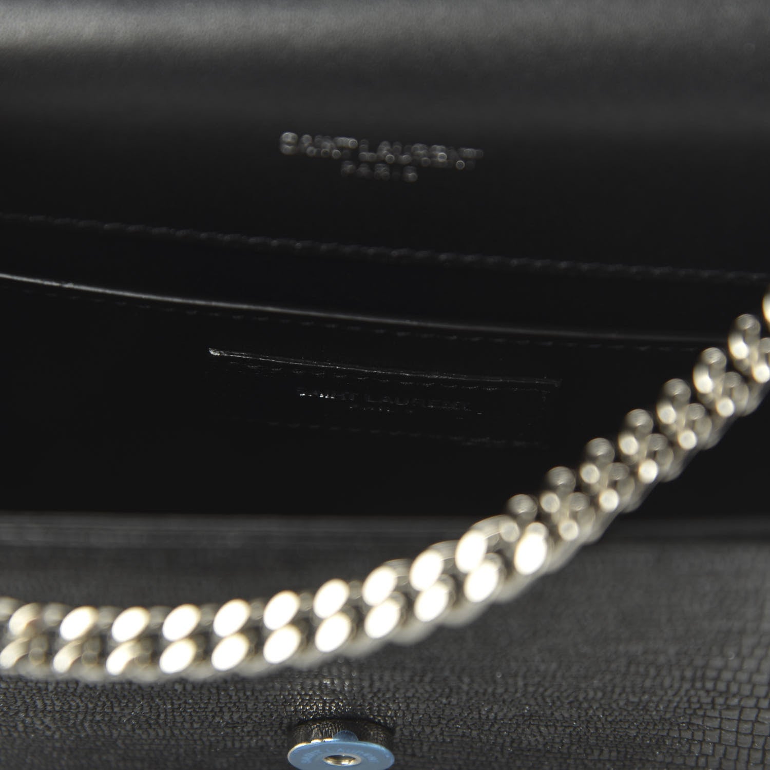 Saint Laurent Calfskin Lizard Embossed Small Classic Monogram Kate Tassel Satchel Black 8 of 9