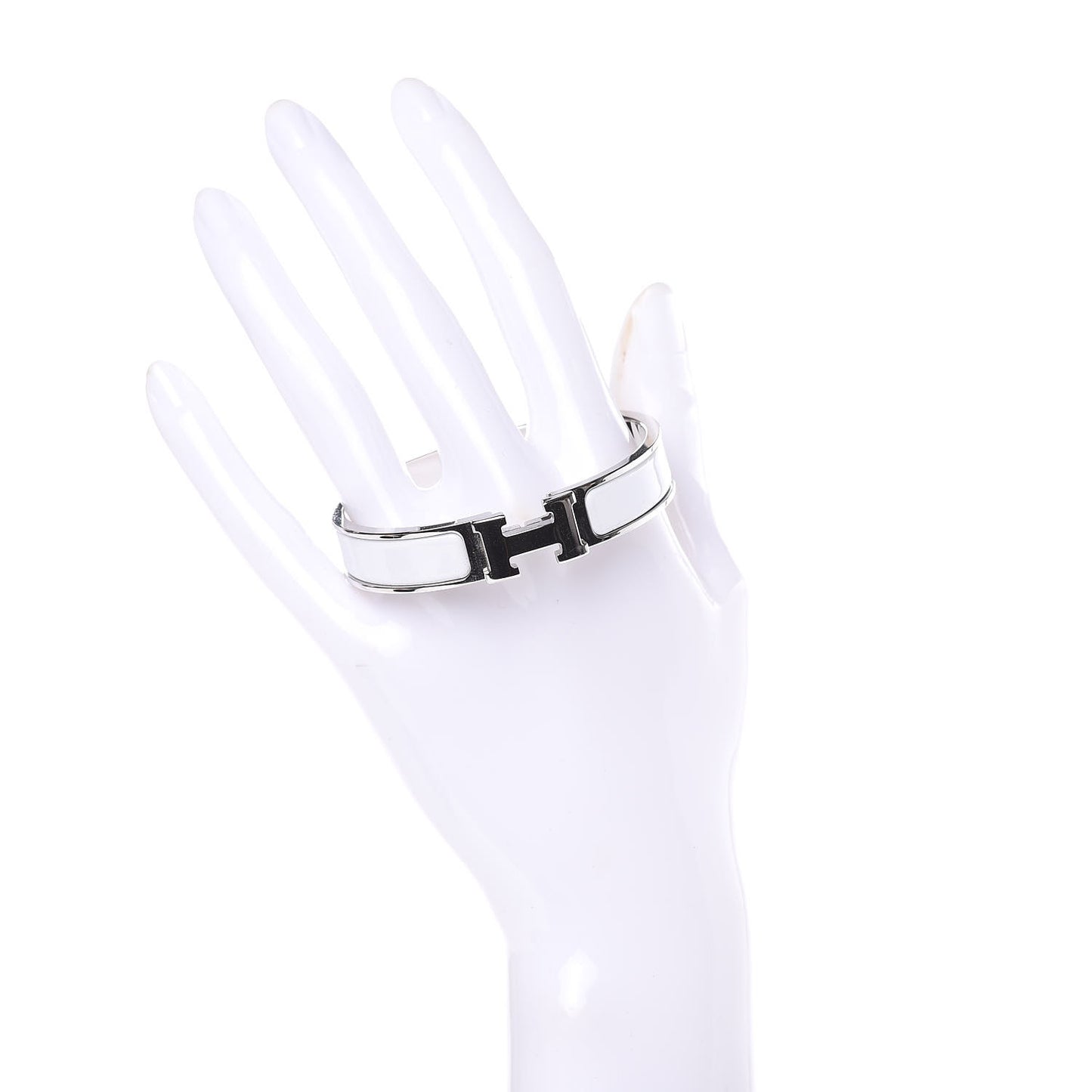 Enamel Narrow Clic Clac H Bracelet PM White