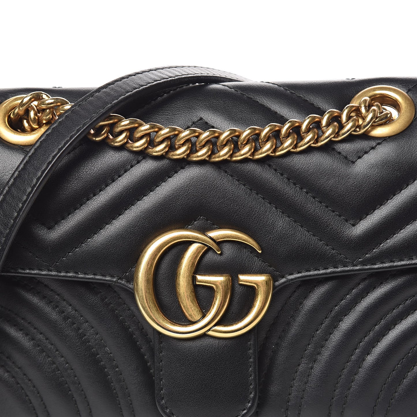 Calfskin Matelasse Mini GG Marmont Shoulder Bag Black