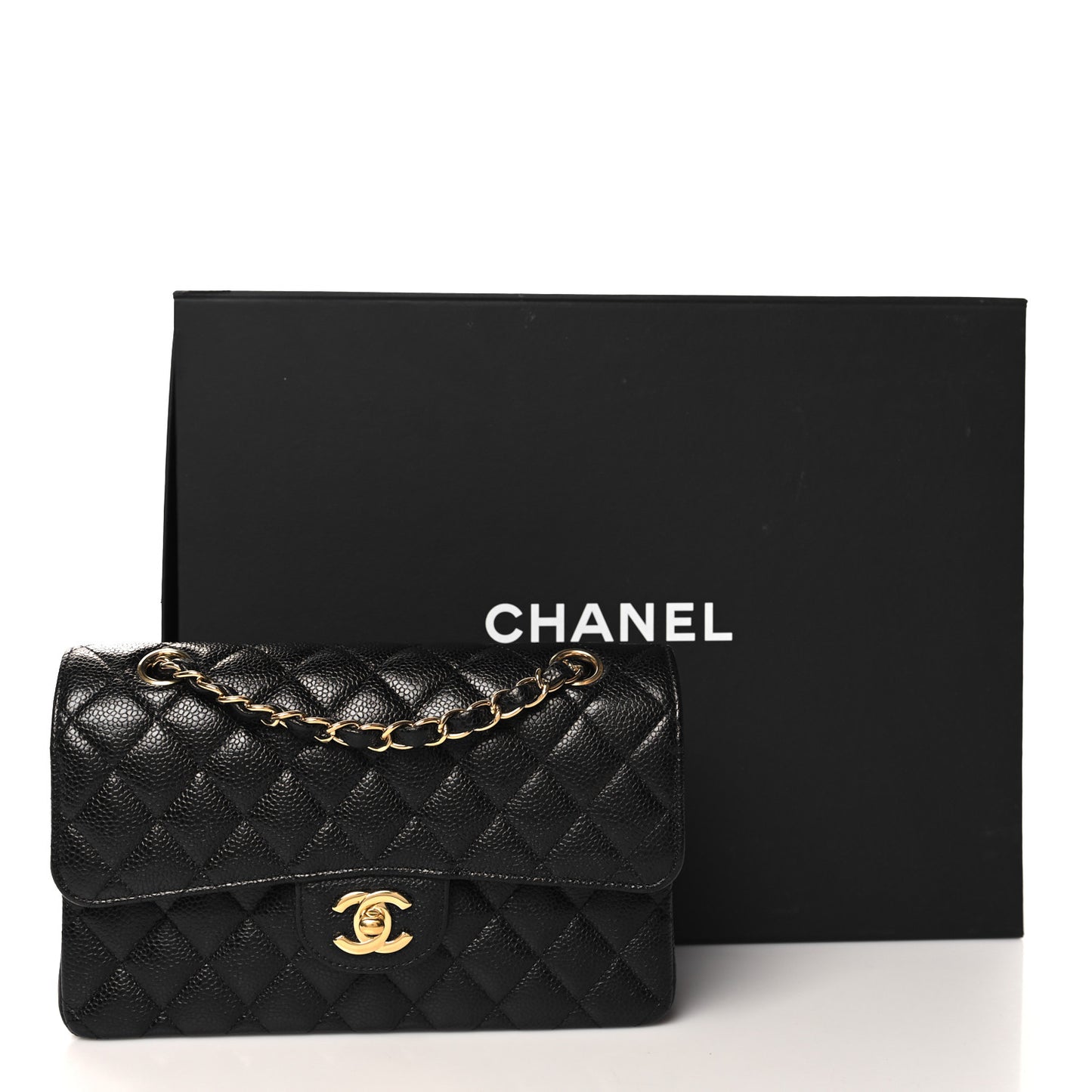 Caviar Quilted Small Double Flap Black
