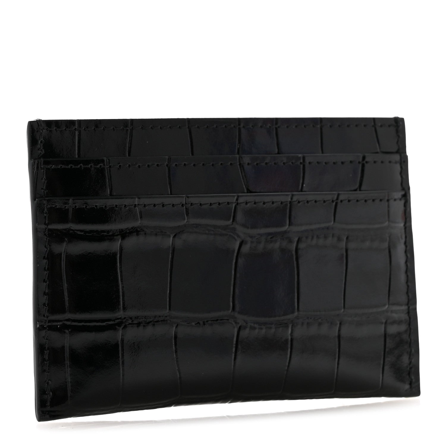 Chanel Calfskin Crocodile Embossed Crococo Card Holder Black 3 of 8