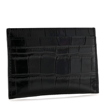 Chanel Calfskin Crocodile Embossed Crococo Card Holder Black 3 of 8