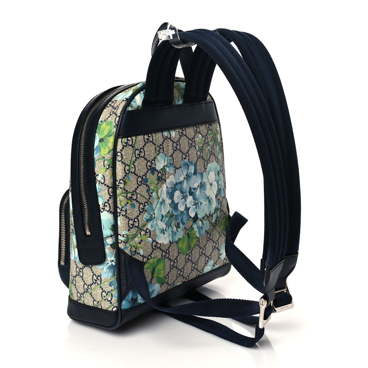 GG Supreme Monogram Blooms Small Day Backpack Blue