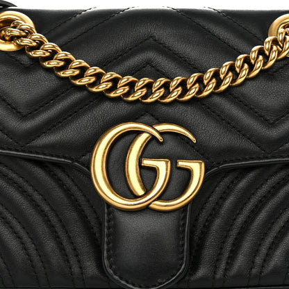 Gucci Calfskin Matelasse Mini GG Marmont Shoulder Bag Black 8 of 10