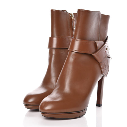 Louis Vuitton Calfskin Belted Ankle Boots 37 Brown 3 of 7