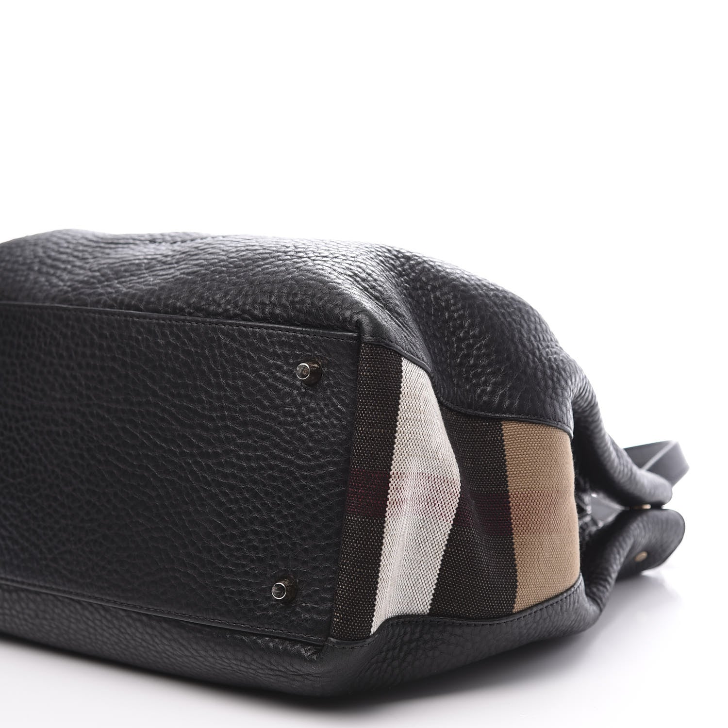 Burberry Grainy Calfskin House Check Medium Maidstone Black 8 of 10