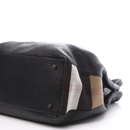 Burberry Grainy Calfskin House Check Medium Maidstone Black 8 of 10