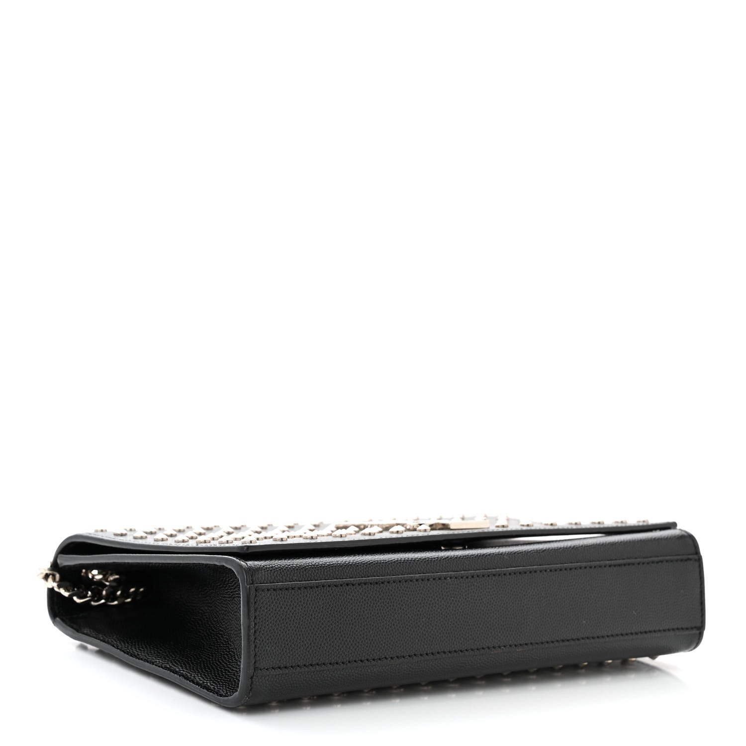 Saint Laurent Grain De Poudre Studded Medium Monogram Kate Satchel Black 4 of 10