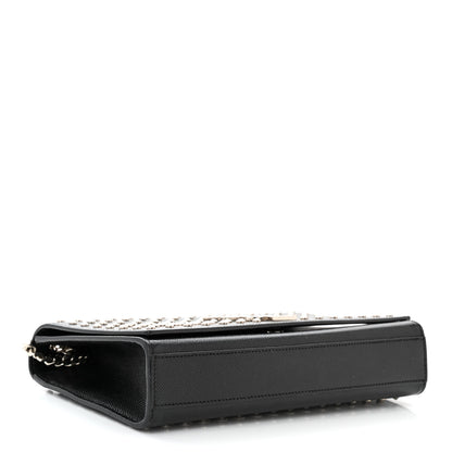 Saint Laurent Grain De Poudre Studded Medium Monogram Kate Satchel Black 4 of 10