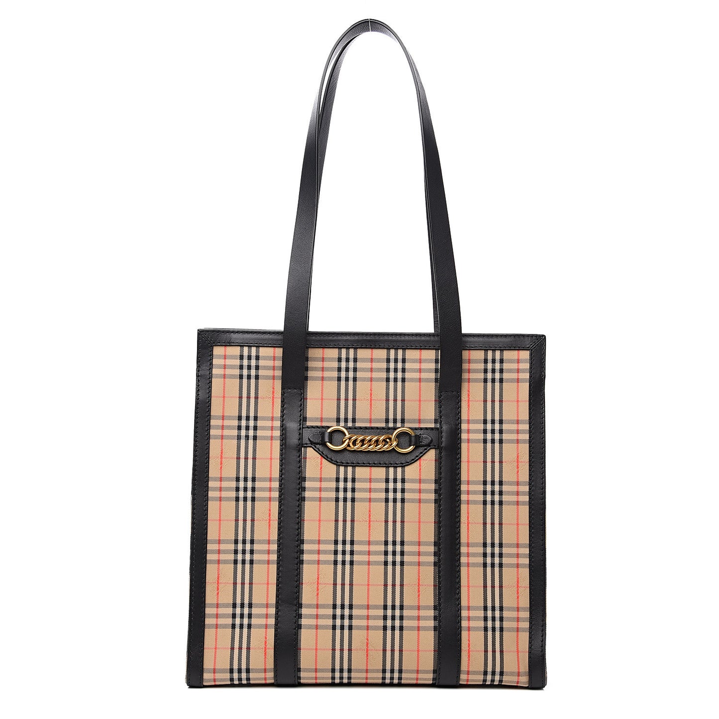 Calfskin Medium 1983 Knight Check Link Tote Brown
