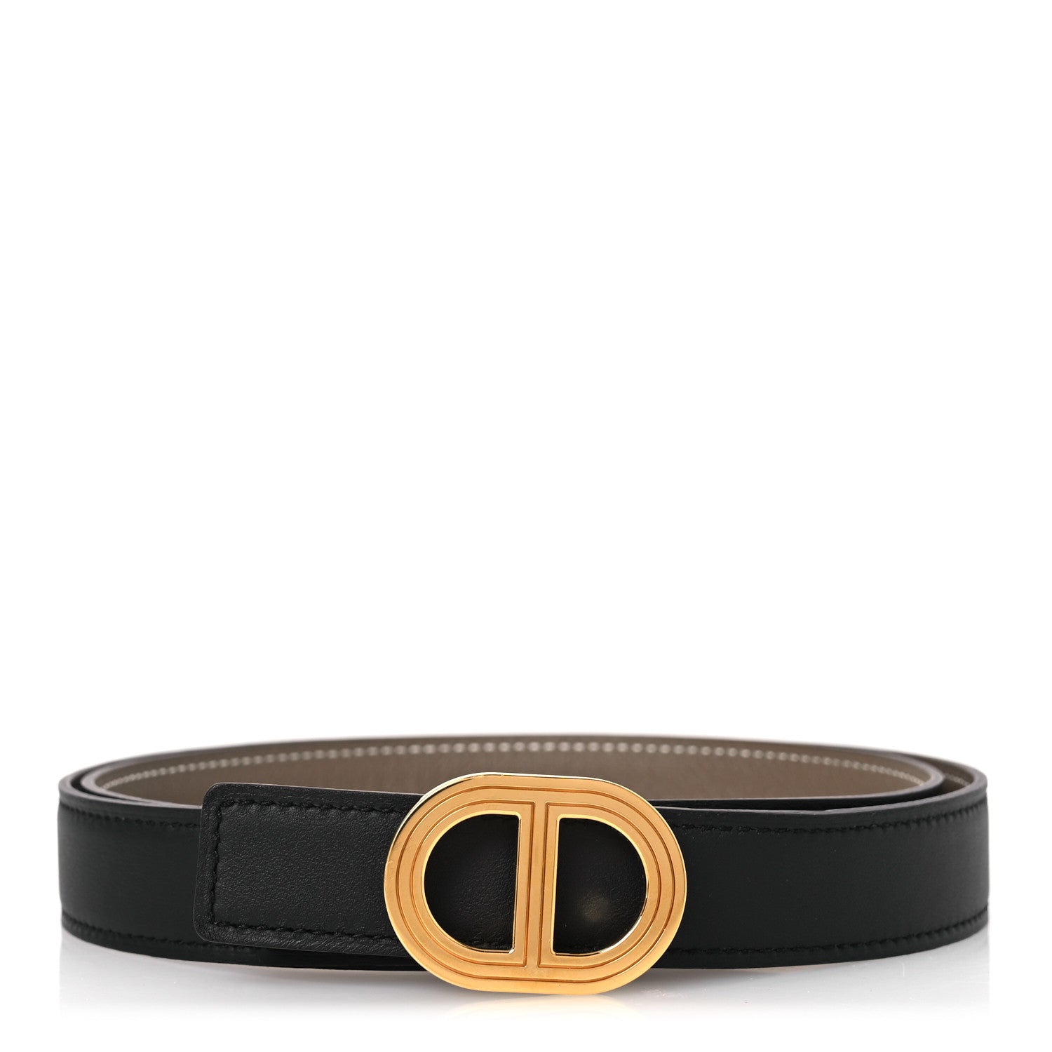 Hermes Swift Epsom 24mm Rivage Belt 85 Black Etoupe 1 of 6