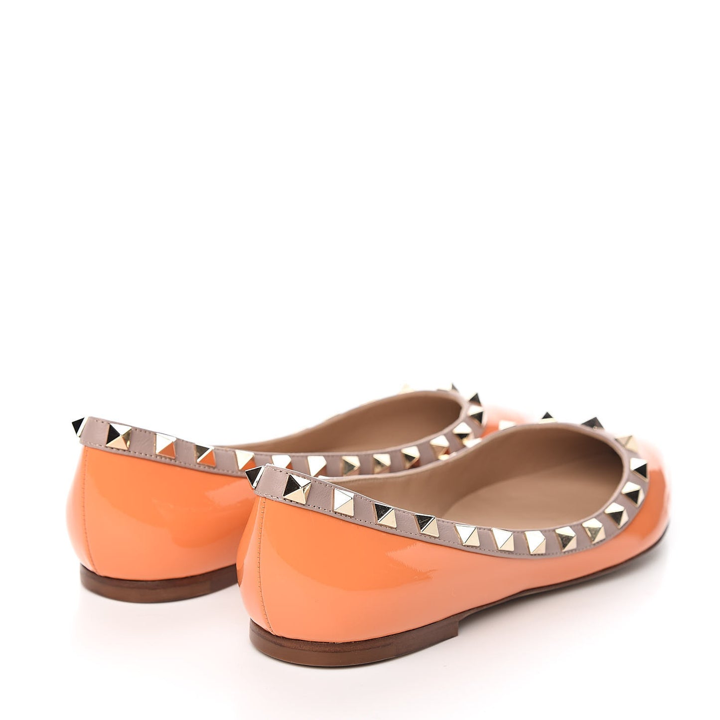 Patent Nappa Rockstud Ballerina Flats 36 Melon Sorbet Poudre