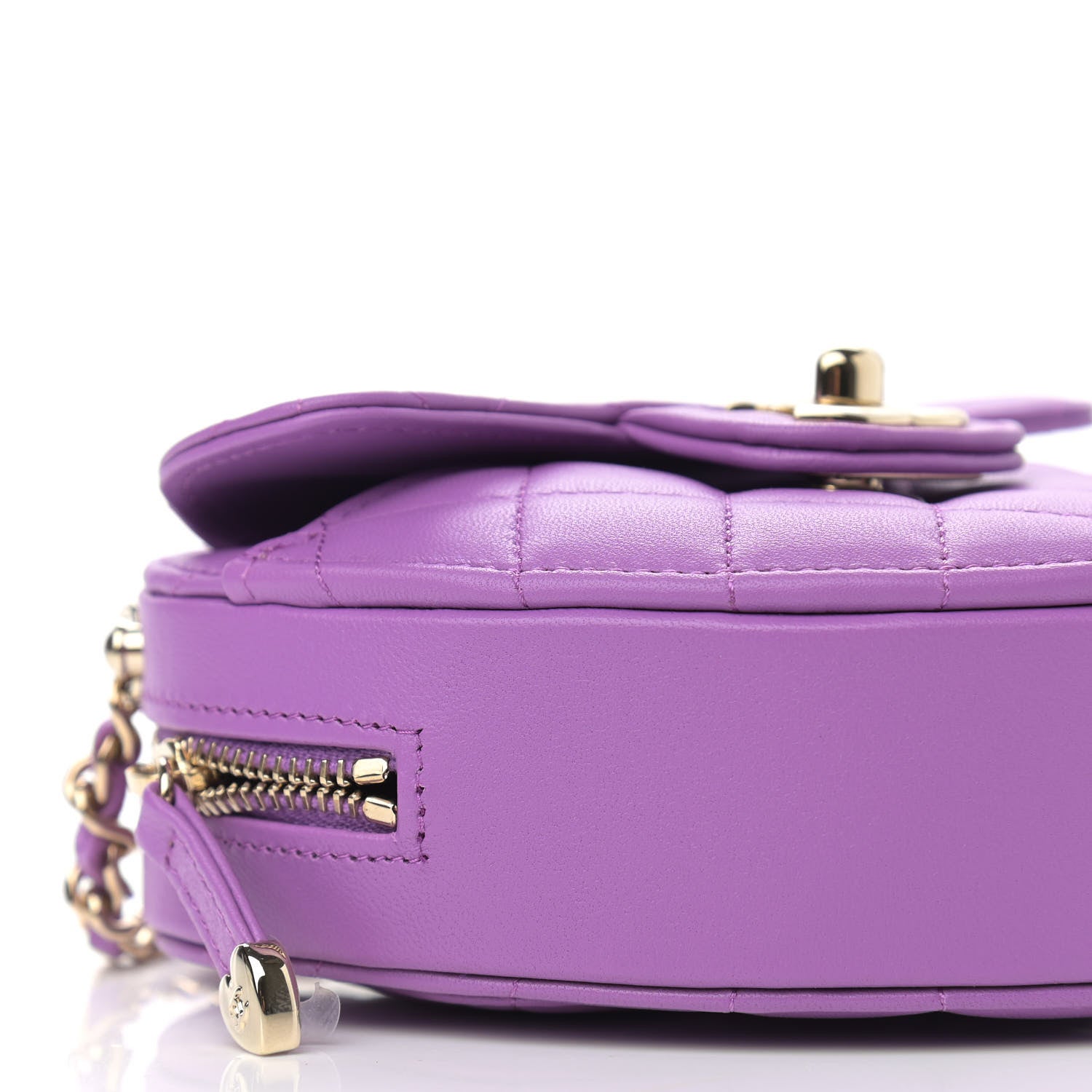 Chanel Lambskin Quilted CC In Love Heart Clutch With Chain Purple 9 of 11