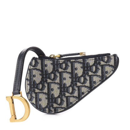 Christian Dior Oblique Saddle Coin Purse Blue 1 of 8