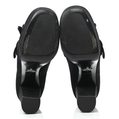 Prada Suede Kiltie 110 Platform Pumps 37 Black 5 of 8