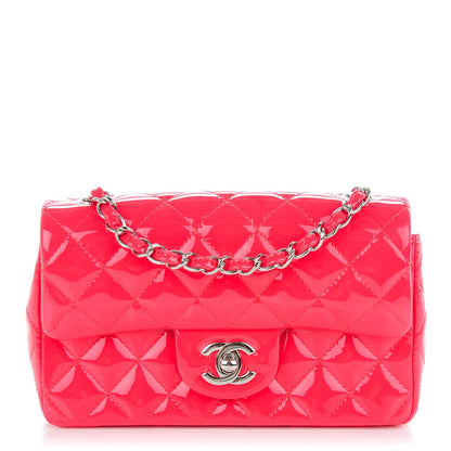 Chanel Patent Calfskin Quilted Mini Rectangular Flap Coral 1 of 8