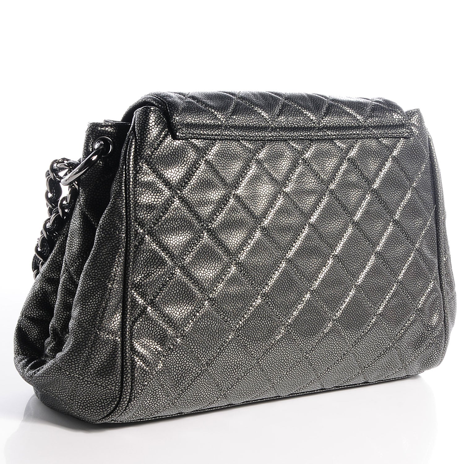 Chanel Caviar Quilted Timeless Accordion Flap Dark Silver 3 of 7