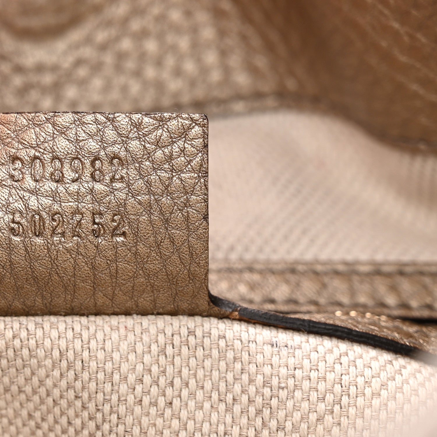 Gucci Metallic Pebbled Calfskin Medium Soho Chain Shoulder Bag Golden Beige 7 of 13